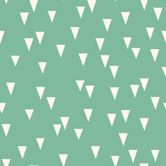 Boho style seamless background. Triangular elements at green blue background. - 504129336