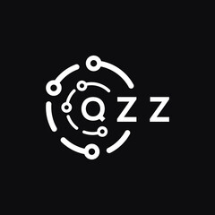 QZZ technology letter logo design on black  background. QZZ creative initials technology letter logo concept. QZZ technology letter design.
