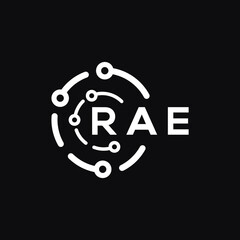 RAE technology letter logo design on black  background. RAE creative initials technology letter logo concept. RAE technology letter design.
