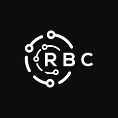 RBC technology letter logo design on black  background. RBC creative initials technology letter logo concept. RBC technology letter design.
