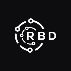 RBD technology letter logo design on black  background. RBD creative initials technology letter logo concept. RBD technology letter design.