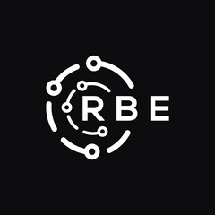RBE technology letter logo design on black  background. RBE creative initials technology letter logo concept. RBE technology letter design.