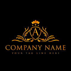 Golden Color Luxury A Letter Logo