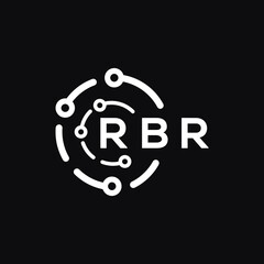 RBR technology letter logo design on black  background. RBR creative initials technology letter logo concept. RBR technology letter design.