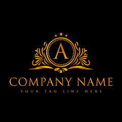 Golden Color Luxury A Letter Logo