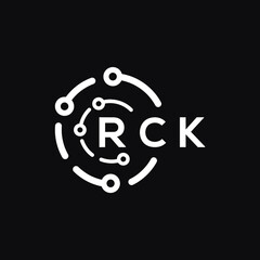 RCK technology letter logo design on black  background. RCK creative initials technology letter logo concept. RCK technology letter design.