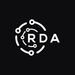 RDA technology letter logo design on black  background. RDA creative initials technology letter logo concept. RDA technology letter design.