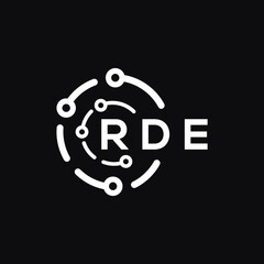 RDE technology letter logo design on black  background. RDE creative initials technology letter logo concept. RDE technology letter design.
