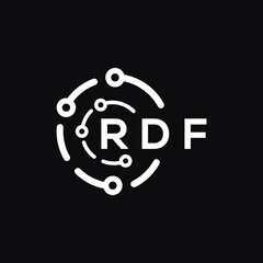 RDF technology letter logo design on black  background. RDF creative initials technology letter logo concept. RDF technology letter design.