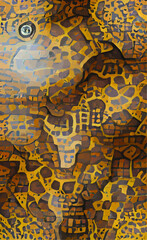 abstract vector background with African motifs in yellow sandy brown colors. Imitation of traditional texture for design and creativity.