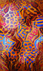 abstract vector background with African motifs in yellow sandy brown colors. Imitation of traditional texture for design and creativity.