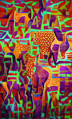 abstract vector background with African motifs in yellow sandy brown colors. Imitation of traditional texture for design and creativity.