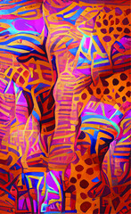 abstract vector background with African motifs in yellow sandy brown colors. Imitation of traditional texture for design and creativity.