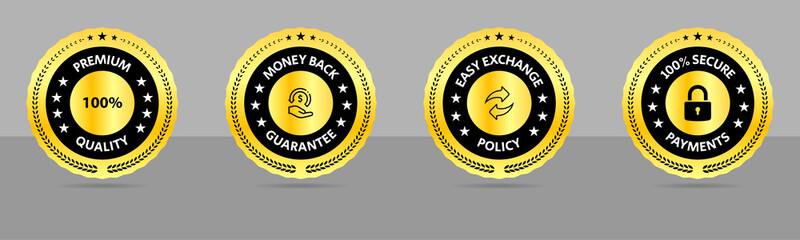 Modern creative eye-catching top-quality round circle golden luxury trust badge logo design premium vector eps.