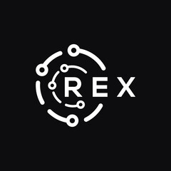 REX technology letter logo design on black  background. REX creative initials technology letter logo concept. REX technology letter design.
