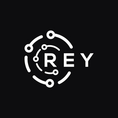 REY technology letter logo design on black  background. REY creative initials technology letter logo concept. REY technology letter design.
