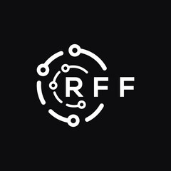 RFF technology letter logo design on black background. RFF creative initials technology letter logo concept. RFF technology letter design.
