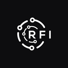 RFI technology letter logo design on black  background. RFI creative initials technology letter logo concept. RFI technology letter design.
