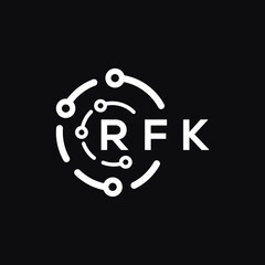 RFK technology letter logo design on black  background. RFK creative initials technology letter logo concept. RFK technology letter design.
