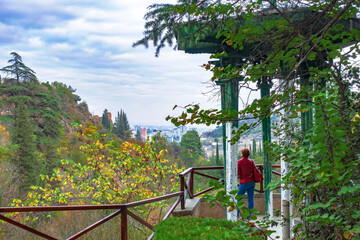 Old gazebo on a hill in Tbilisi Botanical Garden