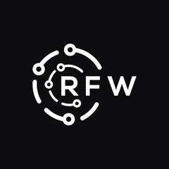 RFW technology letter logo design on black  background. RFW creative initials technology letter logo concept. RFW technology letter design.
