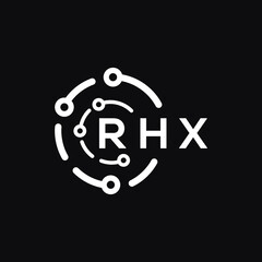 RHX letter logo design on black background. RHX  creative initials letter logo concept. RHX letter design.
