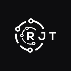 RJT technology letter logo design on black  background. RJT creative initials technology letter logo concept. RJT technology letter design.
