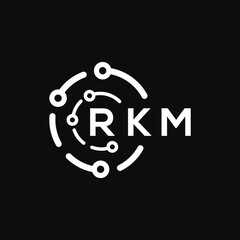 RKM technology letter logo design on black  background. RKM creative initials technology letter logo concept. RKM technology letter design.
