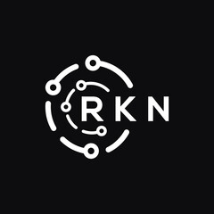 RKN technology letter logo design on black  background. RKN creative initials technology letter logo concept. RKN technology letter design.
