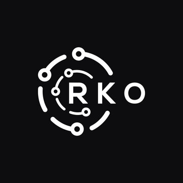 RKO technology letter logo design on black  background. RKO creative initials technology letter logo concept. RKO technology letter design.

