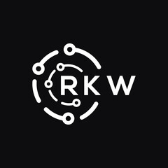 RKW technology letter logo design on black  background. RKW creative initials technology letter logo concept. RKW technology letter design.
