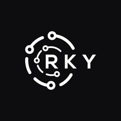 RKY technology letter logo design on black  background. RKY creative initials technology letter logo concept. RKY technology letter design.
