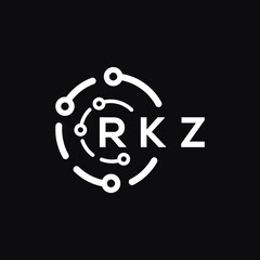RKZ technology letter logo design on black  background. RKZ creative initials technology letter logo concept. RKZ technology letter design.
