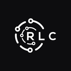 RLC technology letter logo design on black  background. RLC creative initials technology letter logo concept. RLC technology letter design.
