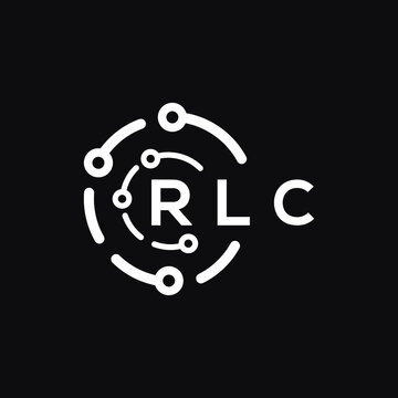 RLC technology letter logo design on black  background. RLC creative initials technology letter logo concept. RLC technology letter design.
