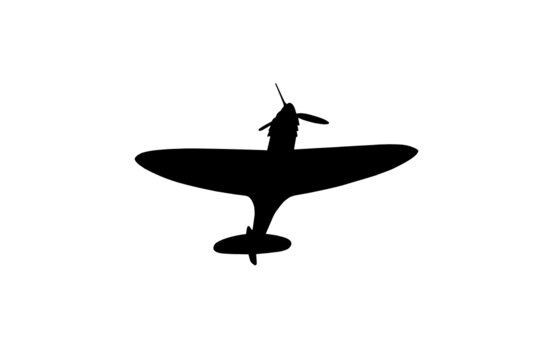 World War 2 WW2 WWII Fighter Plane Flying Silhouette