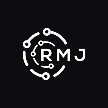 RMJ technology letter logo design on black background. RMJ creative initials technology letter  logo concept. RMJ technology letter design.
