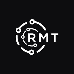 RMT technology letter logo design on black  background. RMT creative initials technology letter logo concept. RMT technology letter design.
