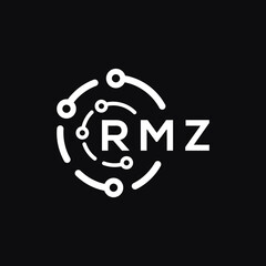 RMZ technology letter logo design on black  background. RMZ creative initials technology letter logo concept. RMZ technology letter design.
