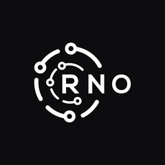 RNO technology letter logo design on black  background. RNO creative initials technology letter logo concept. RNO technology letter design.
