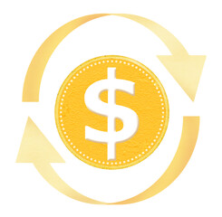 黄色いドル（＄）コインのイラスト