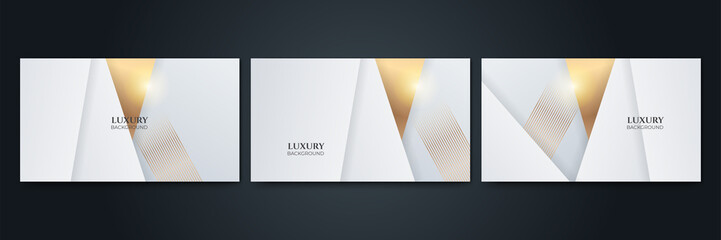 Set of modern elegant luxury white and gold abstract design background. Vector abstract graphic design banner pattern presentation background web template.
