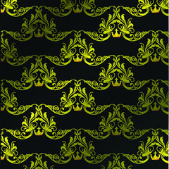 Royal vector textile on black background, luxury black royal wallpaper, layout design, poster template, background, art