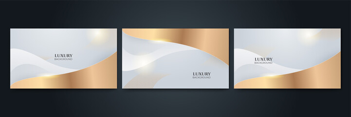 Obraz premium Set of modern elegant luxury white and gold abstract design background. Vector abstract graphic design banner pattern presentation background web template.
