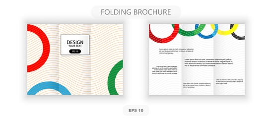 trifold brochure with colored rings.