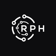 RPH technology letter logo design on black  background. RPH creative initials technology letter logo concept. RPH technology letter design.
