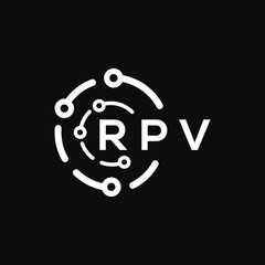 RPV technology letter logo design on black  background. RPV creative initials technology letter logo concept. RPV technology letter design.
