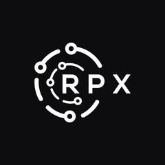 RPX technology letter logo design on black  background. RPX creative initials technology letter logo concept. RPX technology letter design.
