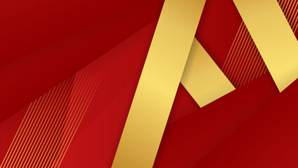 Plakat Abstract red and gold lines background