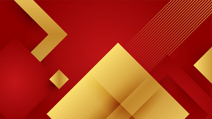 Fototapeta premium Abstract red and gold lines background